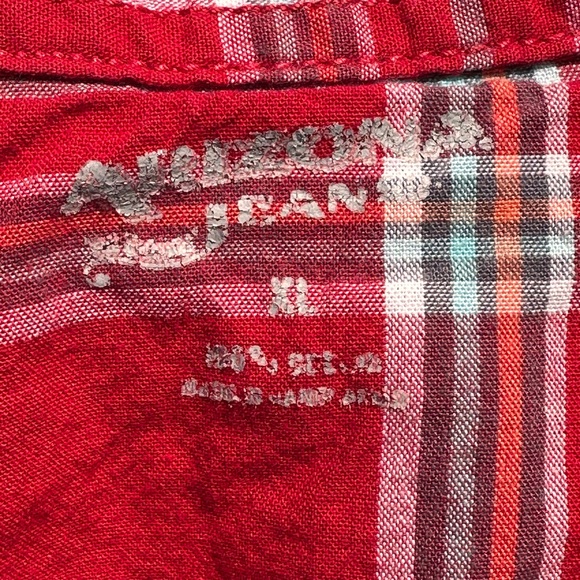 Red Plaid Pearl Snap Western Shirt XL | Oversized Flannel Cowgirl Ranch Style - Picture 8 of 8